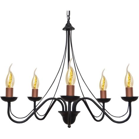 Helam MALBO Plafonnier Suspendu Multi Bras Noir, Cuivre 60cm