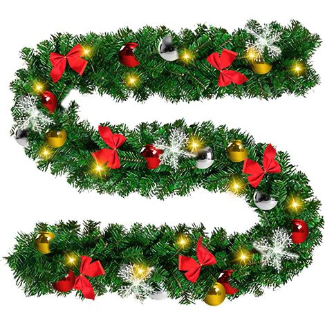 Randaco Weihnachtsgirlande Deko Weihnachten Girlande Tannengirlande Innen & Außen Weihnachtsdeko Kunstgirlande 5m 100 LEDs mit dekorativen (1/5)