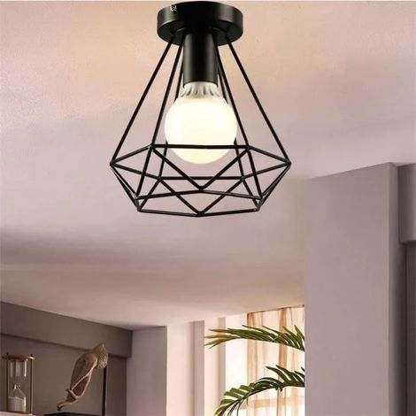 U-Do Plafonnier Industrielle Cage en Fer E27 20CM Noir (1/4)