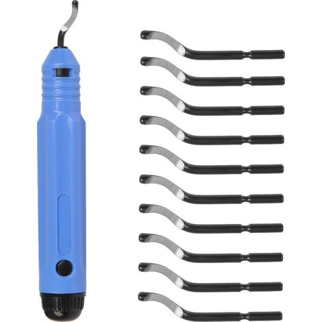 Entgratungswerkzeug-Set für Metallgriffe mit 10 Ersatzklingen, um 360° drehbare Klinge für 3D-Drucker, Metall, Kunststoff, Aluminium, Holz und Edelstahl