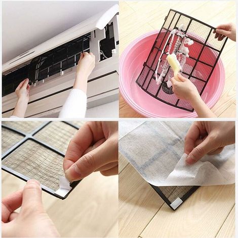 Filtre de climatisation,Betterlife 5 pièces à découper pour s'adapter à la sortie de climatisation - Filet de purification en papier PET (1/4)