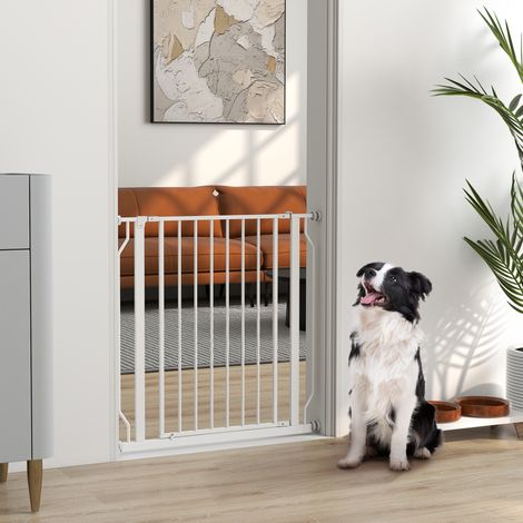 Barrière de sécurité barrière pour animal domestique longueur réglable dim. 75-85L x 76H cm blanc (1/5)