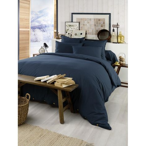 Housse de couette chaude en flanelle 200 x 200 cm Candice Bleu foncé (1/5)