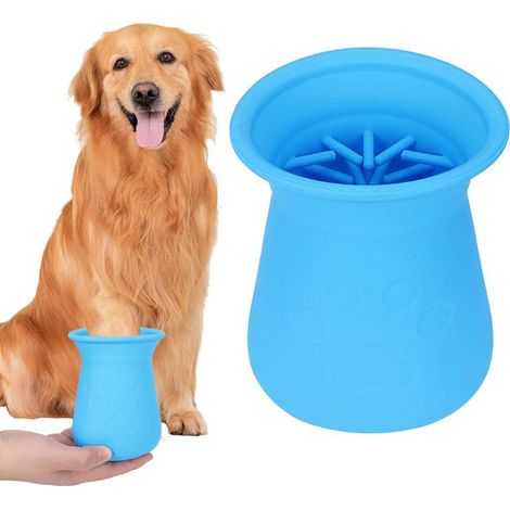 Lot de 2 gobelets en silicone bleu pour laver les pattes des animaux de compagnie - Outil de nettoyage des pattes pour chiens (1/4)