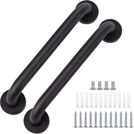 Lot de 2 barres d'appui de salle de bain en acier inoxydable noir, 30 cm, convient pour baignoire, toilettes, cuisine, douche (1/3)