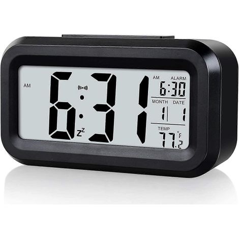 Réveil numérique pour enfants, fonctionne sur piles, fonction snooze, veilleuse intelligente, installation facile, horloge de bureau pour chambre, noir