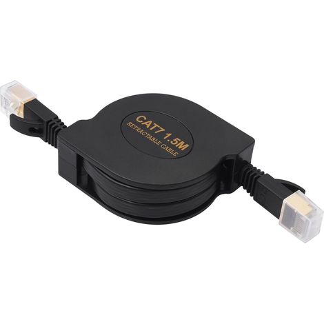 Câble Ethernet rétractable, câble plat Cat7 haute vitesse 10 Gbps avec connecteur RJ45, adapté à Internet, aux jeux, 1,5 m. (1/5)
