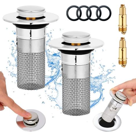 2 Pièces Bouchon Evier Cuisine, 34-40mm Bouchon Lavabo,Bouchon de Vidage Filtre Evier Cuisine avec Panier Filtrant pour Cuisine Lavabo-PR (1/4)