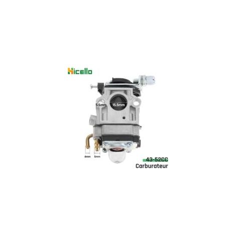 Carburateur DOLASO 15 mm pour débroussailleuse 52-43 cm³ avec joints à membrane et pompe d'amorçage. Kit carburateur pour débroussailleuse, taille-haie, tondeuse à gazon, motoculteur, souffleur et cou
