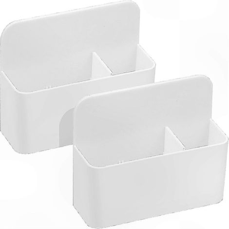Weiße magnetische Aufbewahrungsbox mit Fächern, 2er-Set Stiftehalter für Whiteboard, Kühlschrank und Spind (1/5)