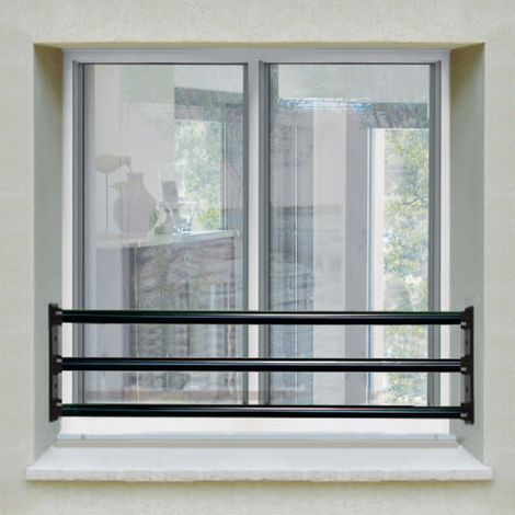 Barre d’appui 3 lisses pour fenêtre 170 cm (cote tableau) – Acier rond d40 mm – Prépeinte noir – Fixation Platine réglable (1/4)