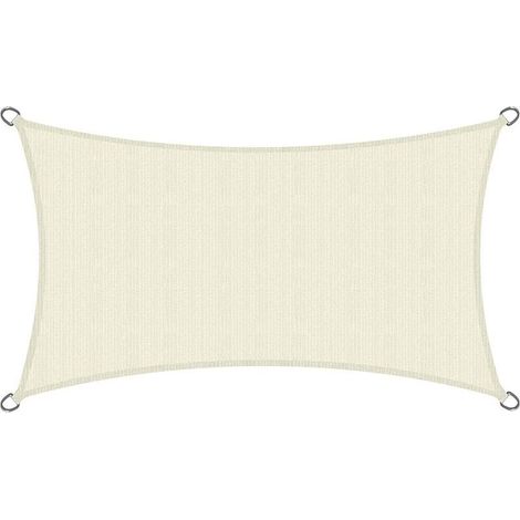 Sonnensegel 300 x 200 cm – Atmungsaktives HDPE-Gewebe – Creme – Rechteckiges Sonnensegel – Terrassensegel mit UV-Schutz (1/5)