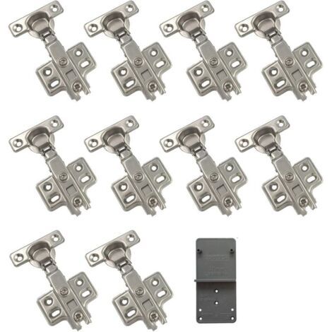 90 Degré Plein Recouvrante 26mm Soft Close Mini Charnieres avec Amortisseur Hydraulique Fermeture Automatique Charnière à Amorti pour Armoires de Porte Lot de 10 (1/5)