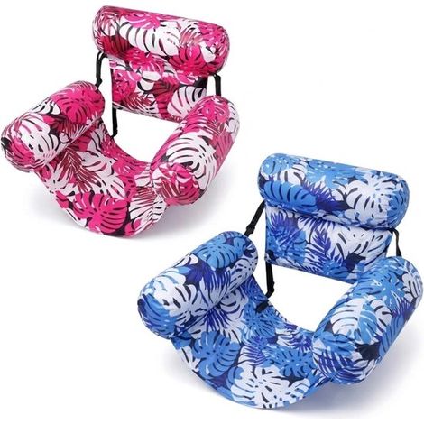 Lot de 2 fauteuils flottants gonflables pour piscine, chaise longue pliable, hamac de piscine pour adultes (1/2)