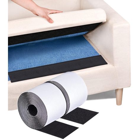 Bande Velcro adhésive double face longueur 2 m largeur 10 cm couleur noire pour fixation de coussins de canapé et organisation des objets (1/5)