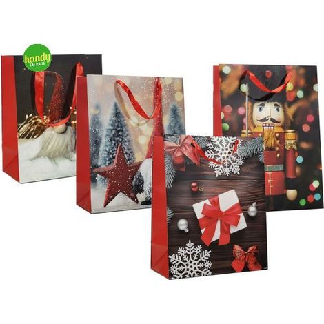 BUSTA GLITTERATA NATALE MAXI ASSORTITA