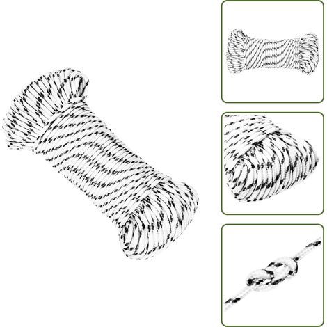 Corde de bateau tressé Blanc 4 mmx100 m Polyester - Corde Marine - Corde Polyester - Corde Tressée - Ligne De Gréement - Écoute Principale (1/5)