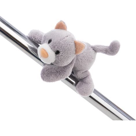 Peluche Chat, avec Aimant, Grise, pour réfrigérateur, Tableau, métal et Bien Plus Encore, idée Cadeau,12 cm (1/4)