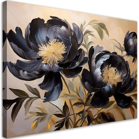 Tableau déco Fleur de pivoine noire nature 60x40 (1/5)