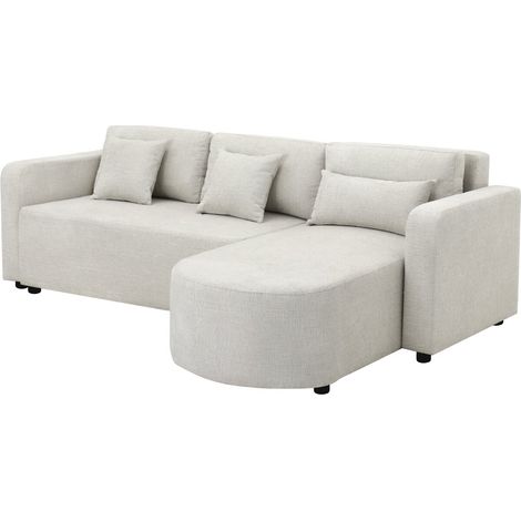 Canapé d'angle convertible/réversible en tissu "Charles" - 3 places - Beige (1/5)