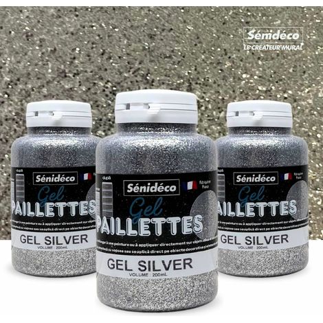 GEL PAILLETTES - Lot 3 pots Silver 200 ml (1/3)