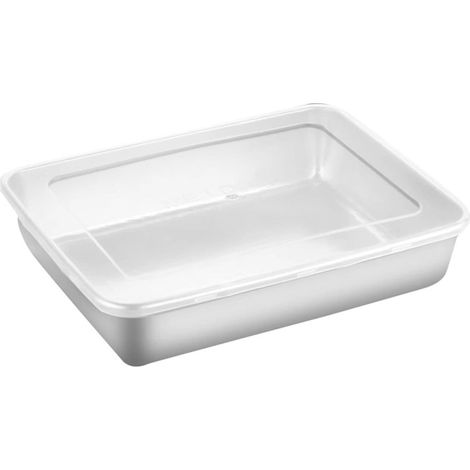 Plaque À Pâtisserie Carrée En Acier Inoxydable Avec Couvercle - Résistante Au Four Et Lave-Vaisselle - Pour Conservation Des Aliments Et Cuisson - 1 Pièce (1/4)
