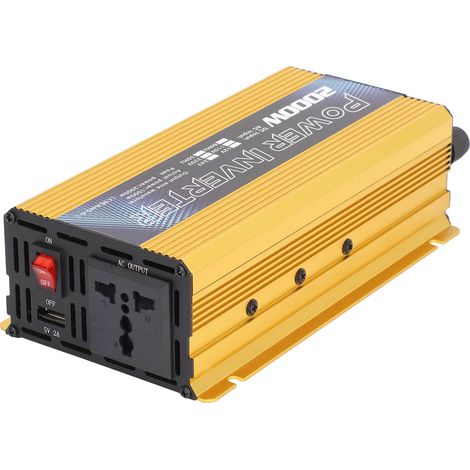 Convertisseur de puissance voiture 2000W universel en alliage d'aluminium, onduleur à onde sinusoïdale modifiée silencieux pour recharge multi-usages (1/5)