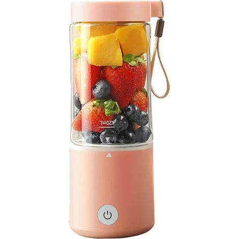 Mini blender électrique, Easy Mix, 80 W, 20 000 tr/min, portable, multifonctionnel, autonettoyant, longue autonomie, capacité 420 ml, 6 lames 3D, batterie 4 000 mAh, rose (1/5)