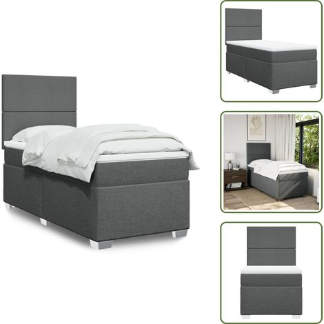 vidaXL Cama box spring con colchón tela gris oscuro 90x190 cm (1/5)