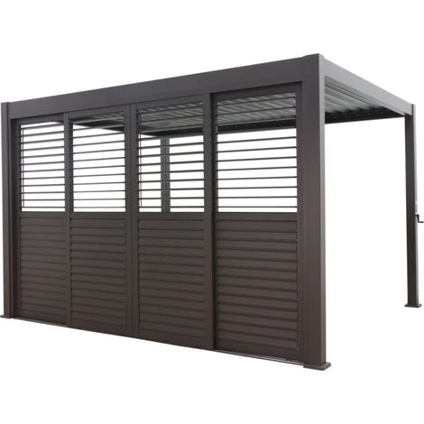 set 4 pareti scorrevoli per pergola bioclimatica eurogarden "atena" in alluminio antracite lato 4 mt
