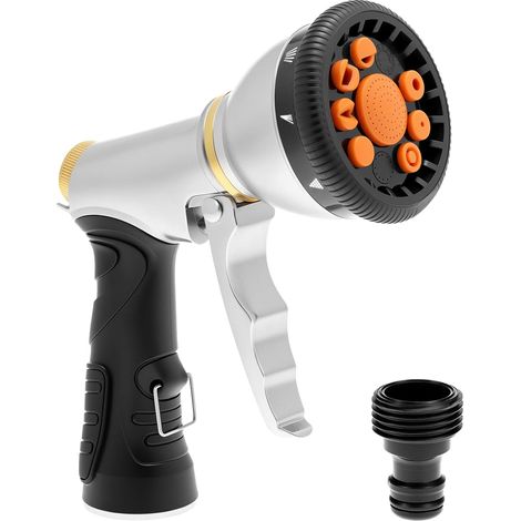 High Pressure Garden Spray Gun, Metal Garden Hose Nozzle with 9 Functions for Watering and Washing Cars (1/5)