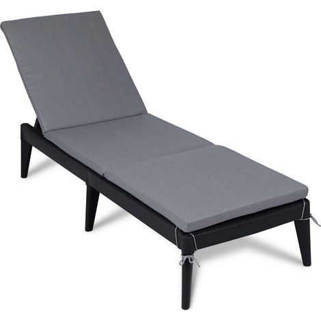 Toomax Sirolo Plus lettino prendisole antracite reclinabile con finitura in juta completo di cuscino 60x186x32,5h cm, sdraio da giardino con schienale regolabile, per esterni, terrazza e piscina