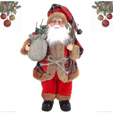 Mini-Weihnachtsmann-Figur, 32 cm, stehend, traditionell rot, Weihnachtsschmuck, Weihnachtsmann-Figur mit Bart, für Fensterbank oder Kamin (1/5)