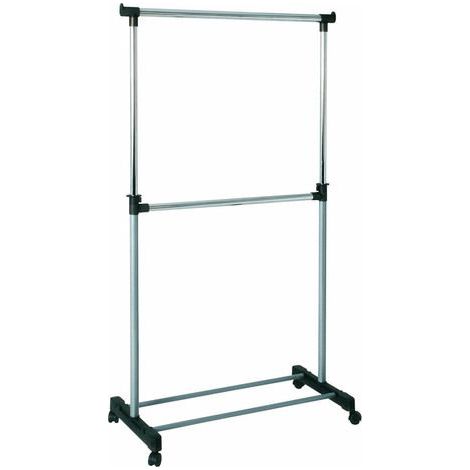 Portant en tube d'acier Coloris Alu-chromé-gris-L90 x P43 x H120/210 cm (1/2)