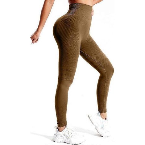 Leggings 3D anti-cellulite taille haute XL couleur café, effet push-up et ventre plat, idéaux pour le sport et le fitness (taille XL). (1/5)