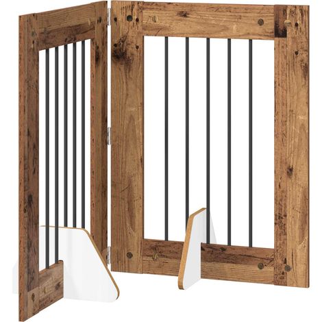 Foldable Dog Gate with Stands 2 pcs Old Wood 120.5 cm vidaXL
