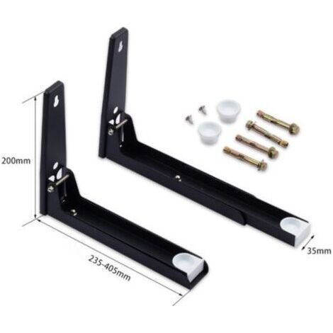 2 Pièces Support Micro Onde en Acier Inoxydable, Support Mural Micro Onde Pliable, Etagere Murale pour Micro Onde Extensible, Support Micro Onde Mural avec Vis