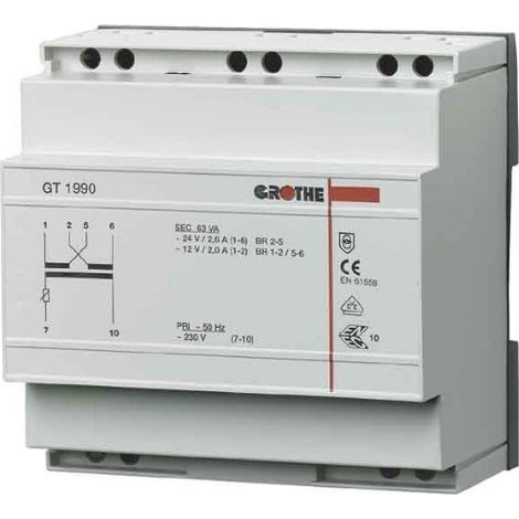 GROTHE SÉCURITÉ TRANSFORMATEUR 1232/230 V AC, GT 1980, À ENCASTRER 1512008 14140