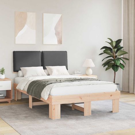 Estructura de Cama con Cabecera Tapizada Gris oscuro