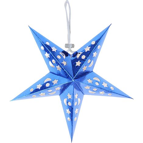 Guirlande Étoile 3D En Papier - 90 cm - Décoration Plafond Pour Fêtes - Étoile À Cinq Branches - Bleue - 1 Pièce (1/5)