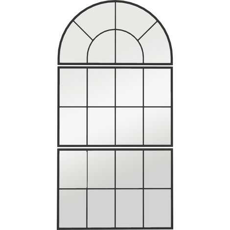 Specchio da parete a tre segmenti 76 x 2 x 149 cm in vetro con cornice in metallo nero MODENUIT (1/5)