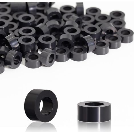 100 Stk Distanzhülsen M6 ABS Abstandshalter Kunststoff (Schwarz) Gummi Distanzhülsen kunststoff Isolierung Distanzscheiben für M6 Schrauben 12x4 mm für Leiterplatten Elektrisch isolierend (1/5)