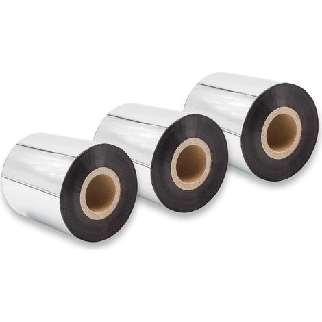 vhbw 3x Thermal Ribbon compatible with Zebra PAX-Serie, 105SL, 105SE, S400 Label Printer, 70 mm x 300 m, Wax-Plus, Black
