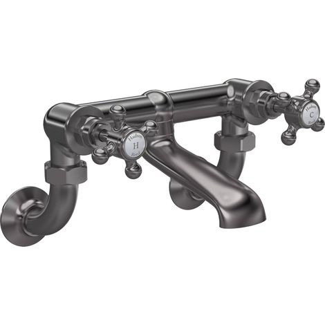Hudson Reed White Topaz Crosshead Bath Filler Tap Wall Mounted - Brushed Pewter (1/2)