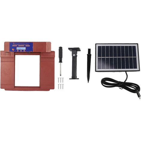 Automatischer Hühnerstalltüröffner mit Einklemmschutz, IP45 wasserdicht, solarbetrieben, mit Timer, Bronze (1/5)
