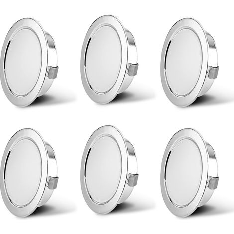 Luminaires pour meuble LED 230V 3,5W LED IP44 G4 15mm spots encastrables pour meuble plat 4000K blanc chaud hotte de cuisine spot encastrable salle de bain Chrome (1/5)
