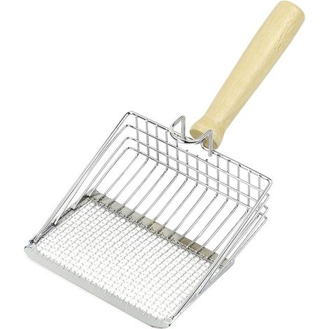 Pelle à litière pour chat en acier inoxydable avec manche en bois - Fonction deux en un - Inclus de série (1/5)