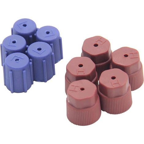 10pcs AC R134a Cap Air Conditioning Service Charging Port Caps R134A 13mm and 16mm Low and High Side Cover A/C Red and Blue (1/5)