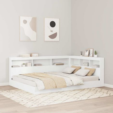 Bücherregal-Bett mit Kopfteil Weiß 140 x 200 cm Holzwerkstoff (1/5)