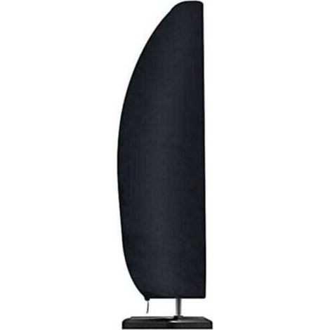 Housse de parasol imperméable et coupe-vent en polyester Ripstop 210D Oxford, noire surdimensionnée avec fermeture éclair, dimensions 205 × 25/48/57 cm (1/5)